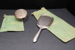 Shreve Crump & Low Gorham Sterling Silver Vanity Mirror and Glass Dish with Silver Lid