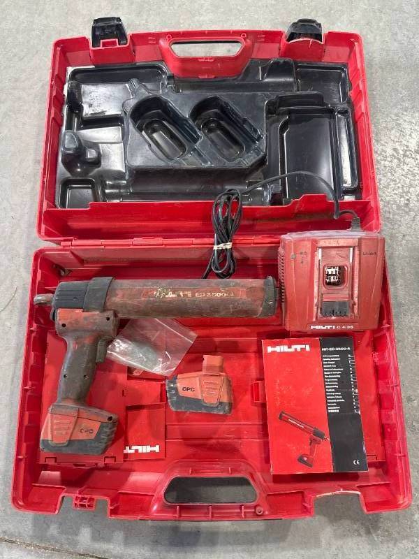 lot 5 image: Hilti ED-3500-A Cordless Epoxy Dispenser w 2 Batteries & Charger (new on Amazon $735)