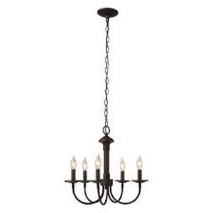 lot 11 image: 5-Light Oil Rubbed Bronze Candle Farmhouse Chandelier Light Fixture Customer Returns See Pictures