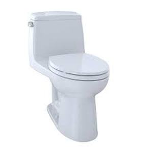 lot 51 image: TOTO Eco UltraMax 12 in. Rough In One-Piece 1.28 GPF Single Flush Elongated Toilet in Cotton White, SoftClose Seat Included Customer Returns See Pictures