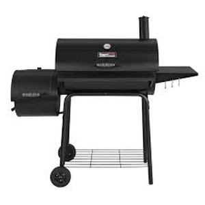 lot 54 image: Royal Gourmet Charcoal Grill in Black with Offset Smoker and Side Table    Customer Returns See Pictures