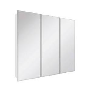 lot 61 image: Glacier Bay 24.4 in. W x 25.2 in. H Rectangular Medicine Cabinet with Mirror in Silver with Adjustable Shelves  Customer Returns See Pictures
