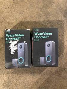 lot 23 image: Lot of Wyze Wired Video Doorbell v2, 2K HD Video with Head-to-Toe view, 2-way Audio, Night Vision, Voice Assistants  Customer Returns See Pictures