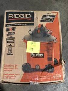 lot 41 image: RIDGID 16 Gallon 5.0 Peak HP NXT Shop Vacuum Wet Dry Vac with General Debris Filter, Locking Hose and Accessory Attachments Customer Returns See Pictures