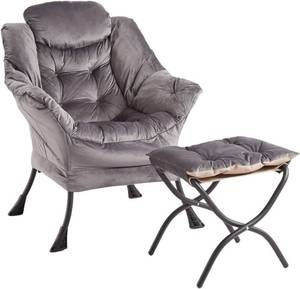 lot 22 image: GarveeHome Lazy Chair with Ottoman (Dark Gray)