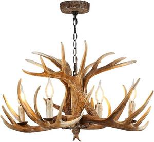 lot 32 image: Hubrin 4-Light Farmhouse Antler Chandelier