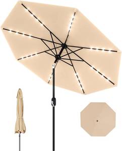 lot 51 image: Garvee 9 Patio Umbrella with Solar Lights (Tan)
