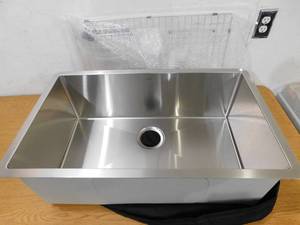 lot 30 image: KRAUS Loften 25 in. Drop-InUndermount Single Bowl 18 Gauge Stainless Steel Kitchen Workstation Sink complete kit