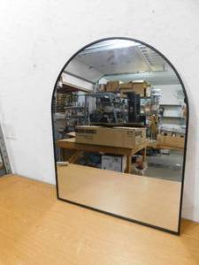 lot 32 image: 24 in. W x 30 in. H Arched Aluminum Framed Wall Bathroom Vanity Mirror in Black