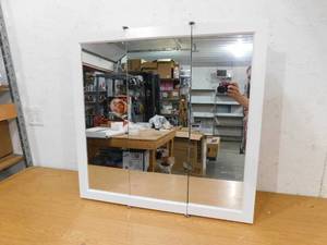 lot 35 image: Glacier Bay 30-316 in. W x 29 in. H Framed Surface-Mount Tri-View Bathroom Medicine Cabinet with Mirror, White