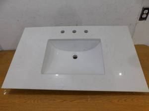lot 39 image: Home Decorators Collection 37 in. W x 22 in D Quartz white Rectangular Single Sink Vanity Top in Snow Orchid