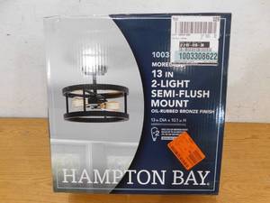 lot 49 image: Hampton Bay Moreland 13 in. 2-Light Oil-Rubbed Bronze Semi-Flush Mount