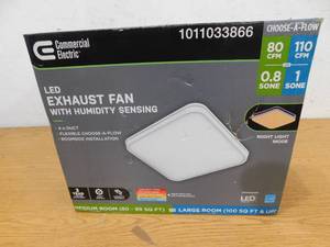 lot 86 image: Commercial Electric 80 110 CFM Ceiling Mount Room Side Installation Square Bathroom Exhaust Fan with Night Light and Humidity Sensor