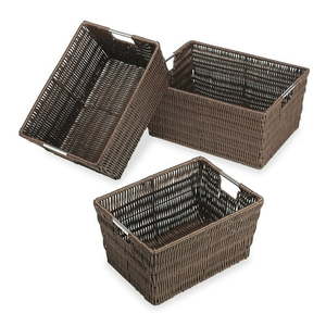 lot 146 image: (2) Whitmor Rattique Storage Baskets - Set of 3 - Java