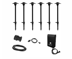 lot 42 image: Hampton Bay 552 Lumen Low Voltage Integrated LED Black Outdoor Landscape Path Light Kit (6-Pack)