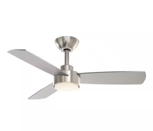 lot 46 image: Hampton Bay Dorsey 36 in. (3 ft. ) IndoorCovered Outdoor Brushed Nickel Ceiling Fan with Remote Control and LED Light Kit