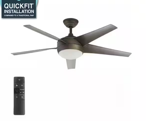 lot 77 image: Home Decorators Collection Windward IV 52 in. Indoor LED Oil Rubbed Bronze Ceiling Fan with Dimmable Light Kit, Remote Control and Reversible Motor