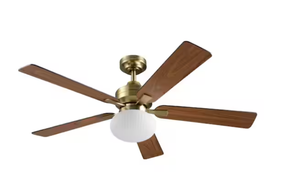 lot 79 image: Globe Electric Victoria 52 in. Indoor Brass Ceiling Fan Integrated LED with Light Kit and Remote Control