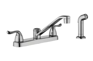 lot 109 image: Glacier Bay Constructor Double-Handle Standard Kitchen Faucet with Side Sprayer in Polished Chrome