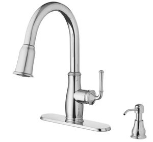 lot 121 image: Glacier Bay Kagan Chrome 15 in. H Pull Down Sprayer Kitchen Faucet with 360° Swivel Spout