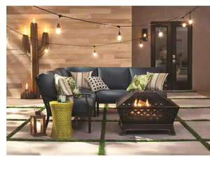 lot 141 image: Hampton Bay Tipton 34.00 in. W Rubbed Bronze Steel Wood Outdoor Fire Pit with Screen and Poker Included