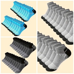 lot 38G image: 30 Brand New Mens Low Cut Anti Odor & Sweat Absorption Black, Blue and Grey Socks