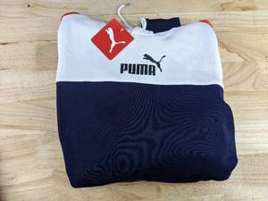 lot 54 image: Brand New Puma Hooded Sweatshirt in Red, White, and Blue - Mens Small