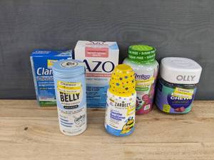 lot 77 image: Brand New Health Supplements and Chewables - Azo, Wonder Belly, Olly, Claritin, Vitafusion