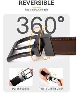 lot 116 image: Brand New Reversible Mens Leather Belt - Black & Brown - Adjustable