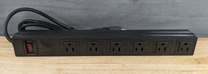 lot 129 image: Brand New 6-Outlet Black Power Strip with Surge Protector