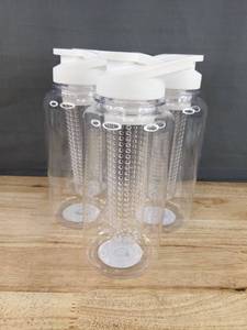 lot 138 image: 5 Brand New Hydration White Water Bottles with Fruit Infuser
