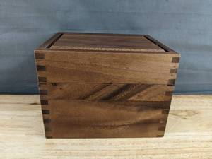 lot 141 image: Brand New Wooden Recipe Box with Index Cards