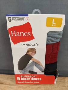 lot 302 image: 5 Brand New Hanes Supersoft Boys Large Boxer Briefs Size 12-14