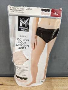 lot 318 image: 5 Pack of Brand New Members Mark Cotton Modal Briefs - Womens XL