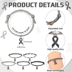 lot 329 image: 50 Brand New Brain Cancer Awareness Bracelets with Grey Ribbon Charms