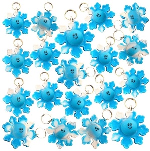 lot 330 image: 30 Brand New Blue Snowflake Fidget Keychains with Smile Face Design