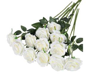 lot 102J image: 5 Brand New Packages of 12 White Artificial Rose Bouquets
