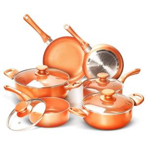 lot 6B image: Brand New FRUITEAM 10-Piece Copper Nonstick Cookware Set