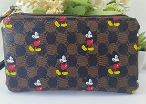 lot 33A image: Brand New 8 Mickey Mouse Clutch Brown Purse Pouch Handheld Bag
