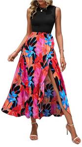 lot 356 image: Brand New BTFBFM Sleeveless Maxi Dress with Floral Print and Ruffle Trim Womens XXL $41.63 Retail