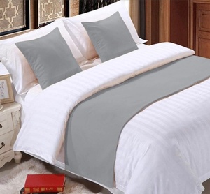 lot 359 image: Brand New Cal King 800 Thread Count Silver Bed Runner & Pillowcases Set