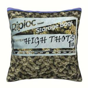 lot 49J image: Brand New Novelty Decorative High Thots Weed Pillow Cover - 18 x 18