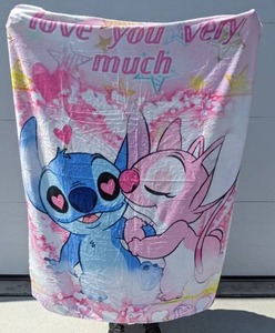 lot 72J image: Brand New Disneys Lilo & Stitch I Love You Very Much Throw Blanket