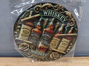 lot 73J image: Brand New 8-Inch Round Whiskey Tin Sign