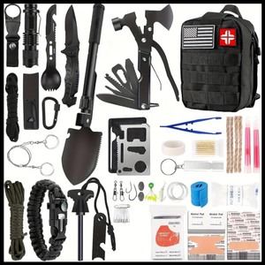 lot 18L image: Brand New 100 in 1 Survival Gear Kit - Camping, Emergency, Hiking, Outdoor and Wilderness