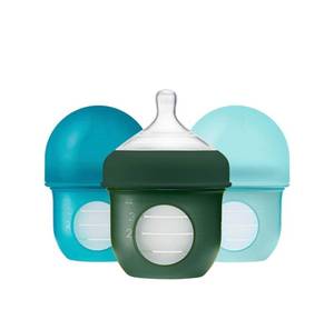 lot 611 image: New Boon Nursh Reusable Silicone Pouch Baby Bottles - 3 Pack