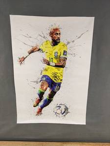 lot 113J image: New Canvas Print of Brazil Soccer Player Neymar #10 - 12 x 18