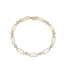 lot 74J image: Brand New Gold-Tone Paperclip Bracelet with Gemstone Accents