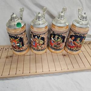 lot 50 image: Vintage Gerz West Collection of 4  Early Beer Steins