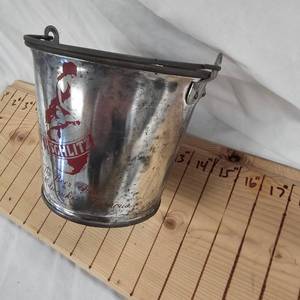 lot 52 image: Vintage Schlitz Beer Metal Peanut PailIce Bucket, double Sided